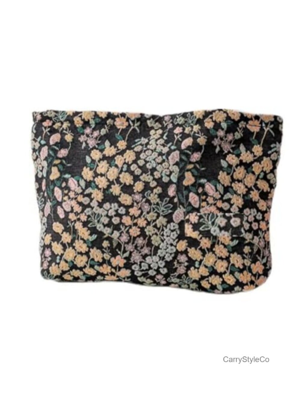 Canvas Cosmetic Makeup Bag Embroidery Floral Zipper Pouch Travel Toiletry